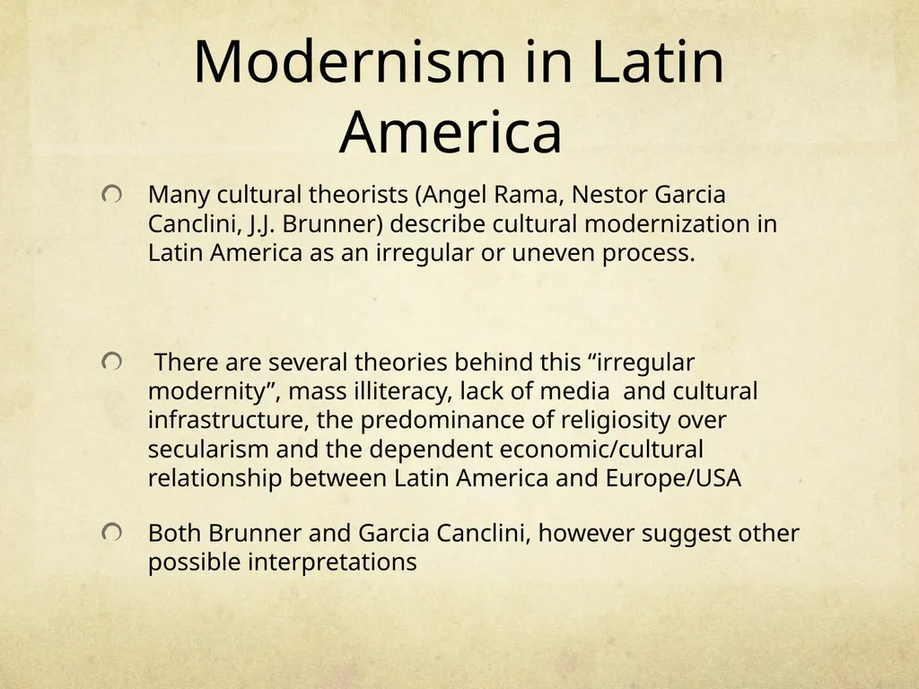 Modernity and Postmodernity in Latin America - slide 4 of 13