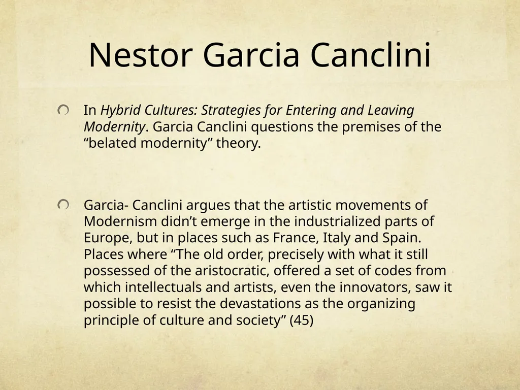 Modernity and Postmodernity in Latin America - slide 5 of 13