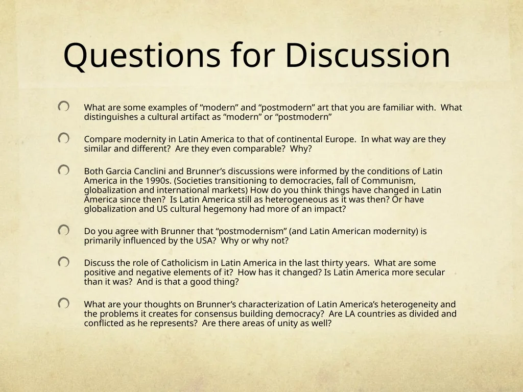 Modernity and Postmodernity in Latin America - slide 13 of 13