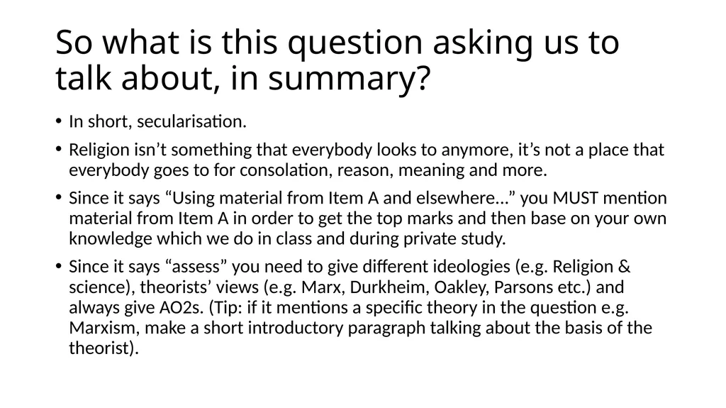 Using material from Item A and elsewhere, asses - slide 2 of 19