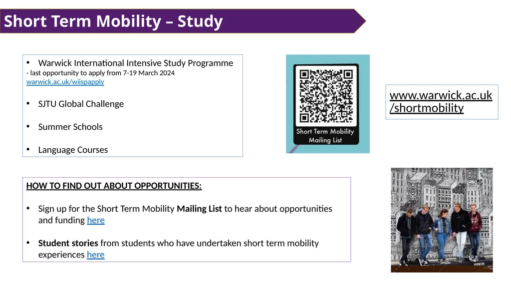 Student Mobility opportunities Research show those - slide 2 of 8