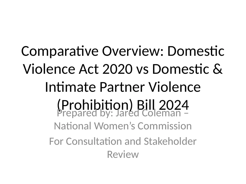 Comparative Overview: Domestic Violence Act 2020 - slide 1 of 8