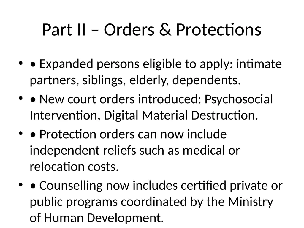 Comparative Overview: Domestic Violence Act 2020 - slide 3 of 8