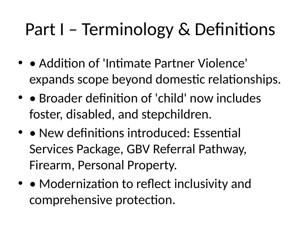 Comparative Overview: Domestic Violence Act 2020 - slide 2 of 8