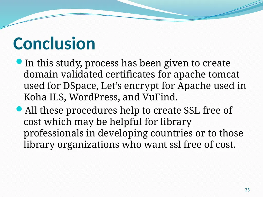 SSL (Secure Sockets Layer) for Library Software - slide 35 of 37