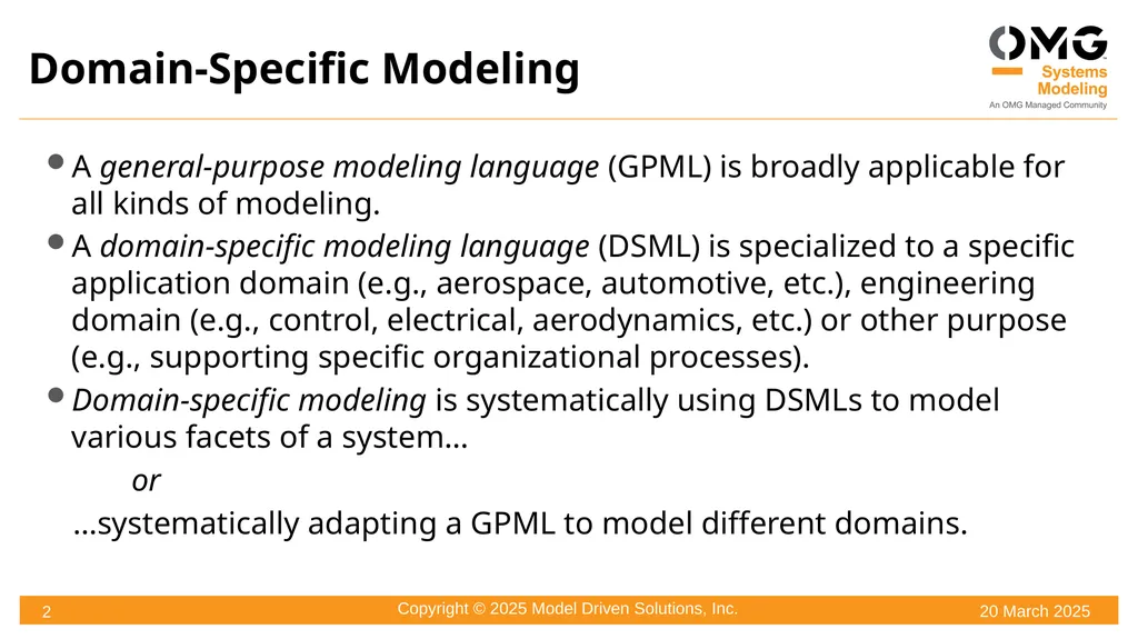 SysML® v2 Summit Reston VA 20 March 2025 Ed - slide 2 of 17