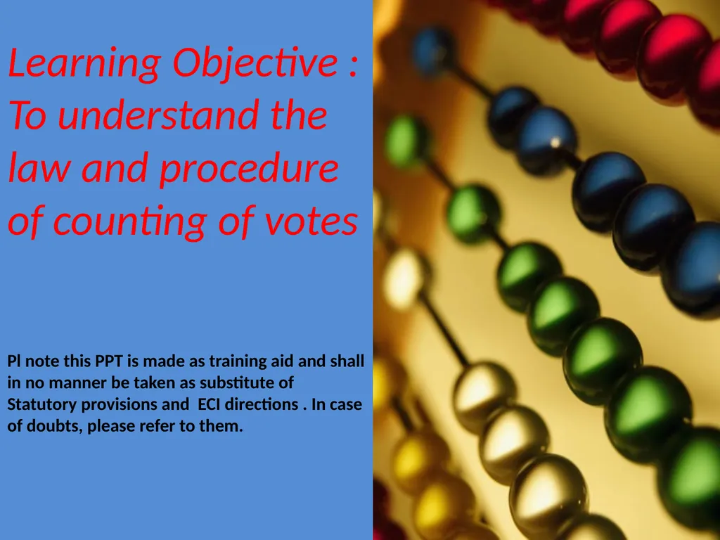 Learning Objective : To understand the law and - slide 1 of 73