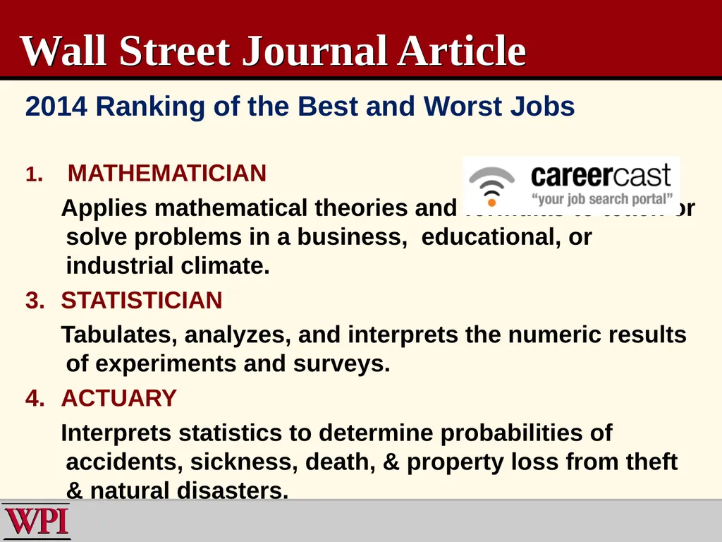 WPI Mathematics Institute for Secondary Teaching - slide 21 of 27