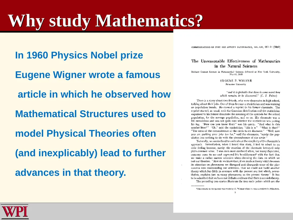 WPI Mathematics Institute for Secondary Teaching - slide 15 of 27