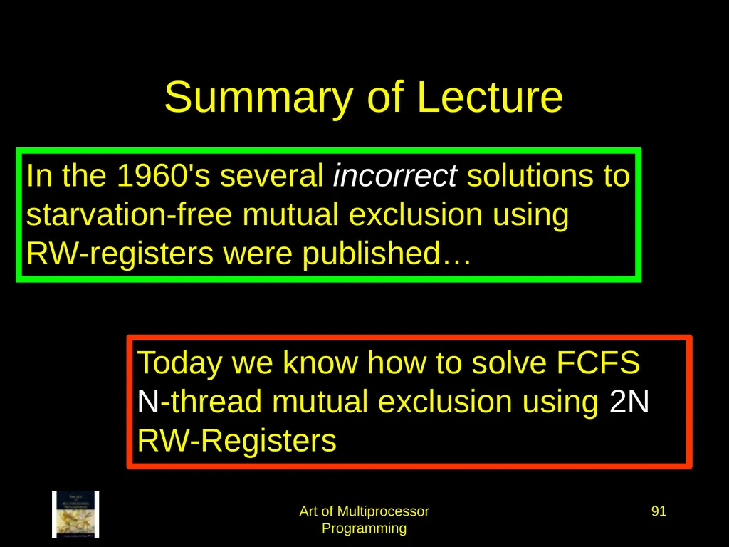 Art of Multiprocessor Programming 2 Mutual - slide 90 of 93