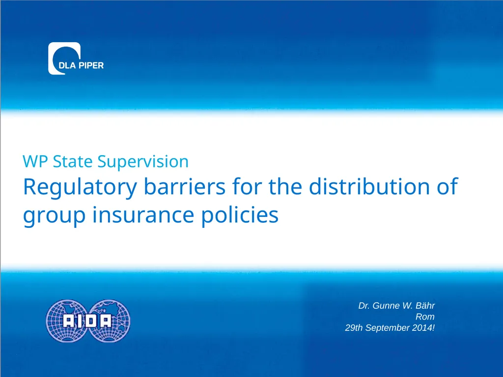 WP State Supervision Regulatory barriers for the