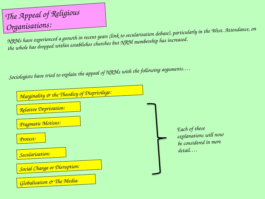 The Appeal of Religious Organisations: NRMs have - slide 1 of 8