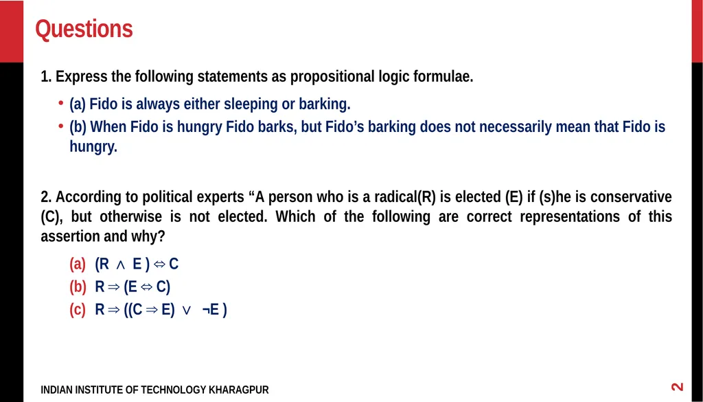 Tutorial - Propositional Logic Foundations of - slide 2 of 5
