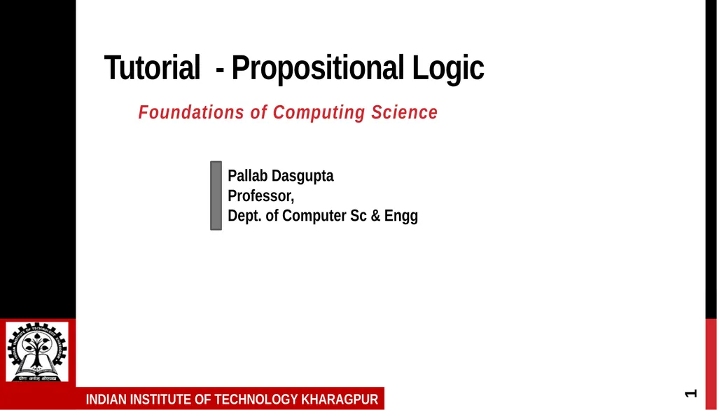 Tutorial - Propositional Logic Foundations of - slide 1 of 5