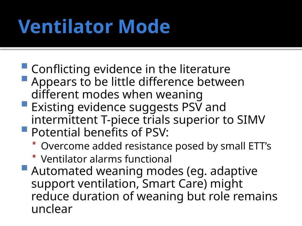 Weaning from the Ventilator Saadiq Moolla ICU - slide 18 of 28
