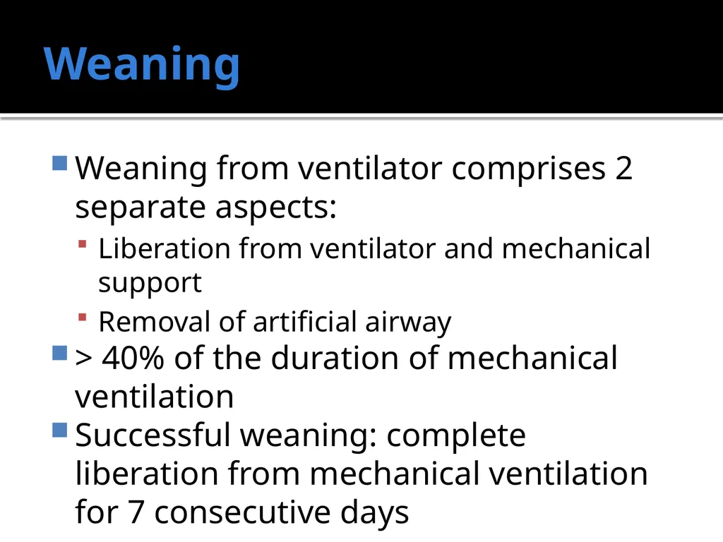 Weaning from the Ventilator Saadiq Moolla ICU - slide 2 of 28