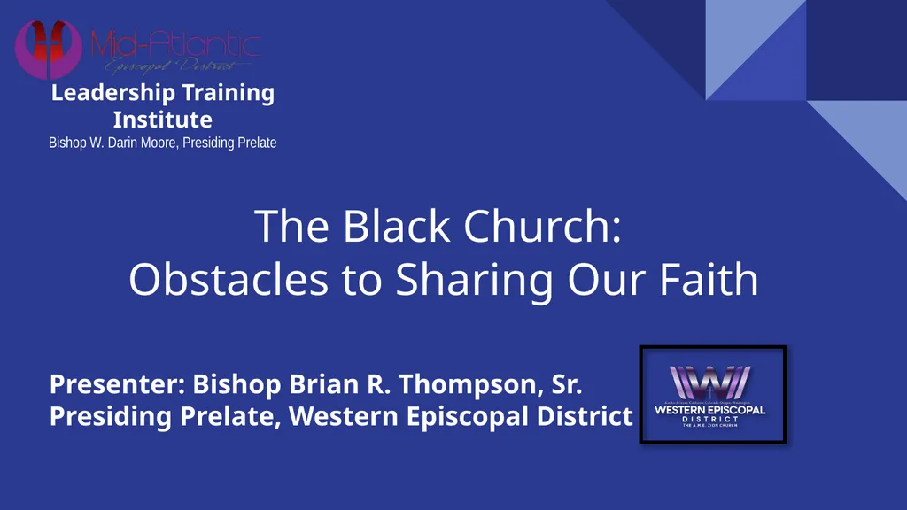 The Black Church: Obstacles to Sharing Our Faith - slide 1 of 14