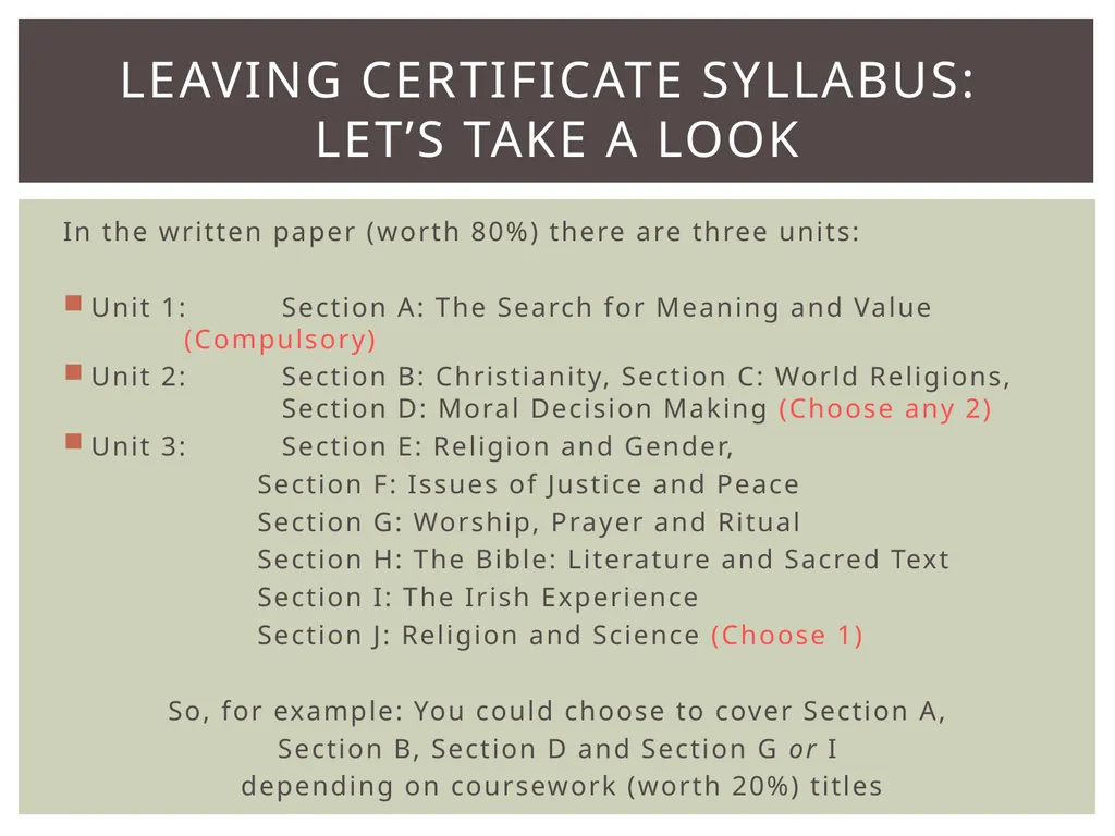 Leaving Certificate Religious Education Syllabus - slide 6 of 20