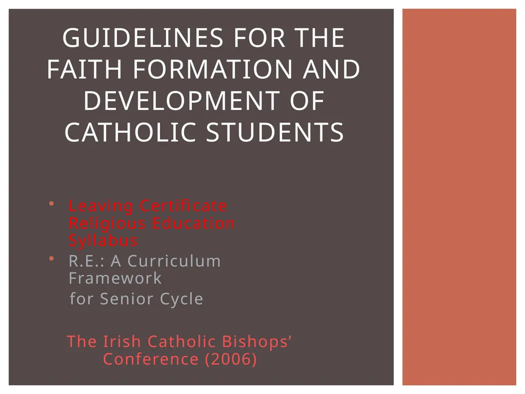 Leaving Certificate Religious Education Syllabus - slide 1 of 20