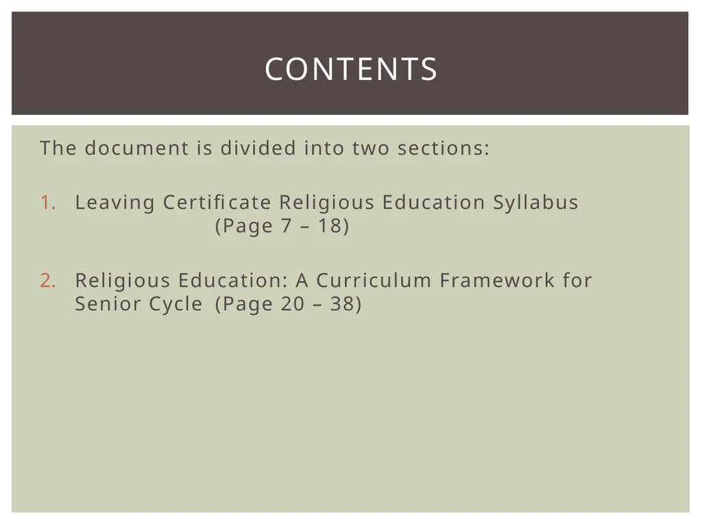 Leaving Certificate Religious Education Syllabus - slide 2 of 20