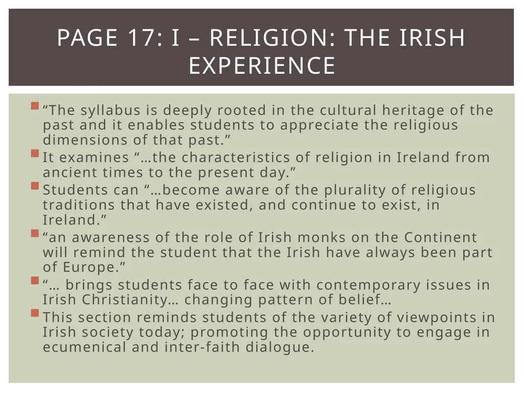 Leaving Certificate Religious Education Syllabus - slide 15 of 20