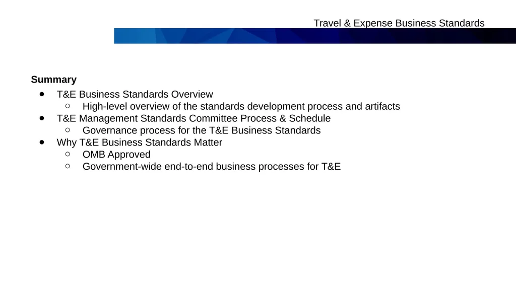 New Travel & Expense (T&E) Business Standards - slide 14 of 15