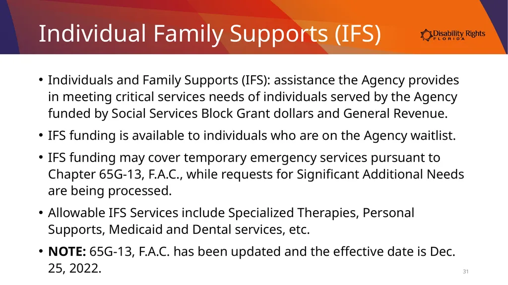 Accessing Services Through the Medicaid iBudget - slide 31 of 36