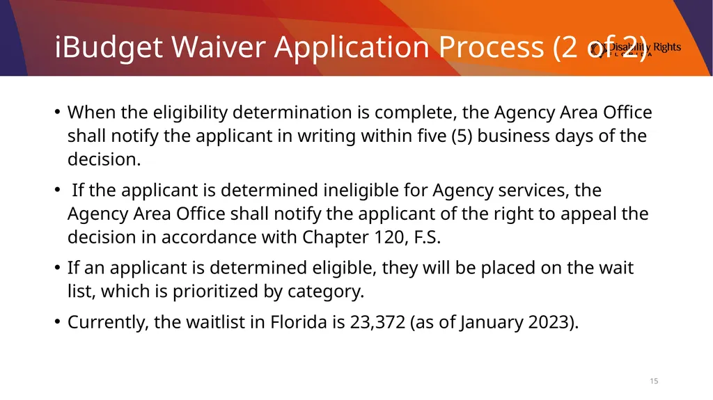 Accessing Services Through the Medicaid iBudget - slide 15 of 36