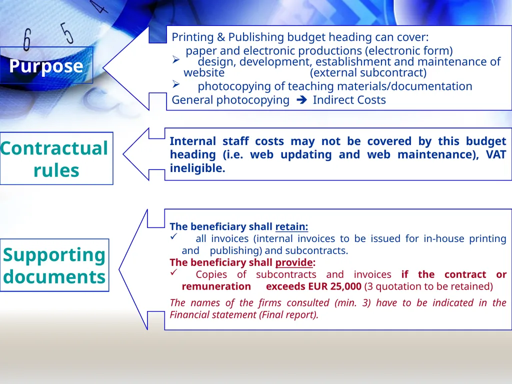Financial Rules Reference documents to be - slide 18 of 35