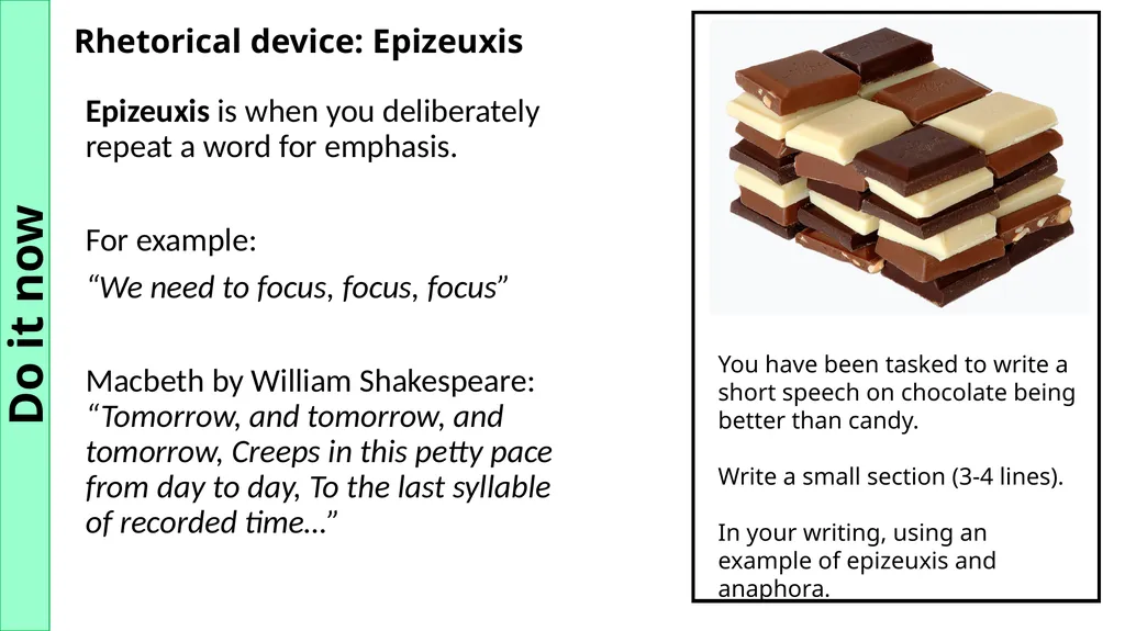 Rhetorical device: Anaphora Anaphora is the - slide 2 of 8