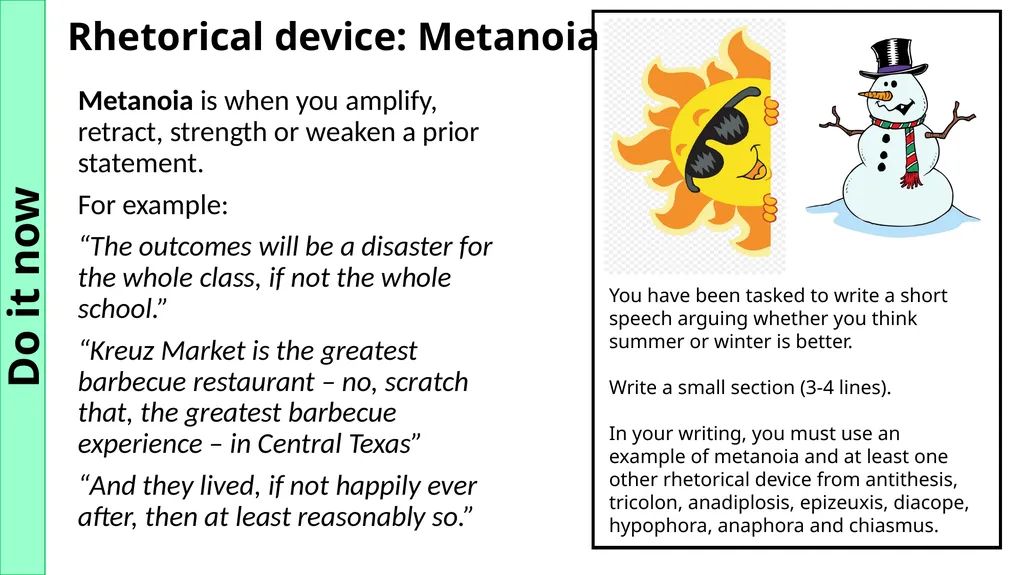 Rhetorical device: Anaphora Anaphora is the - slide 8 of 8