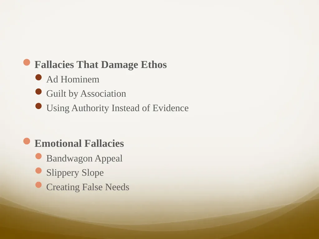 Rhetorical Proofs and Fallacies Week 10 – - slide 13 of 13