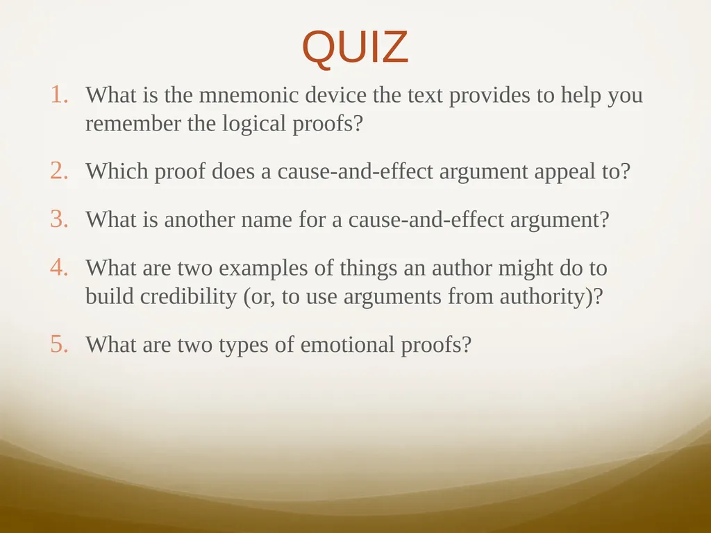 Rhetorical Proofs and Fallacies Week 10 – - slide 2 of 13