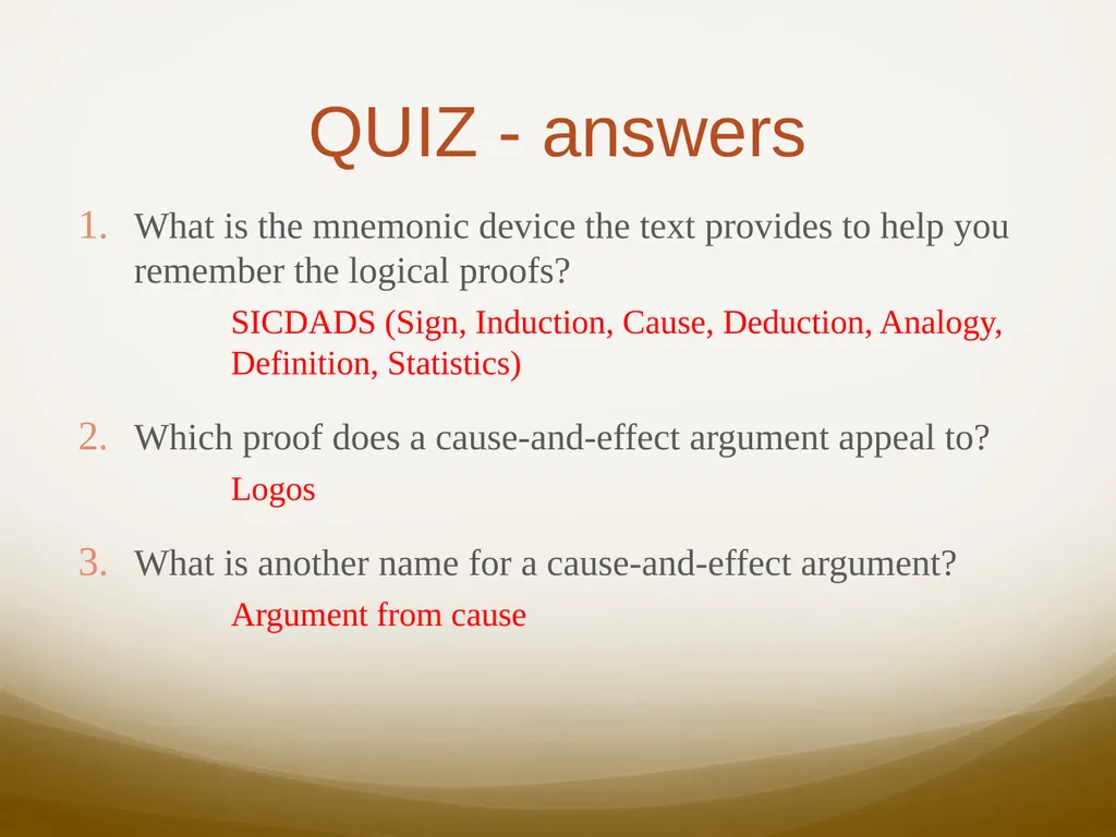Rhetorical Proofs and Fallacies Week 10 – - slide 3 of 13