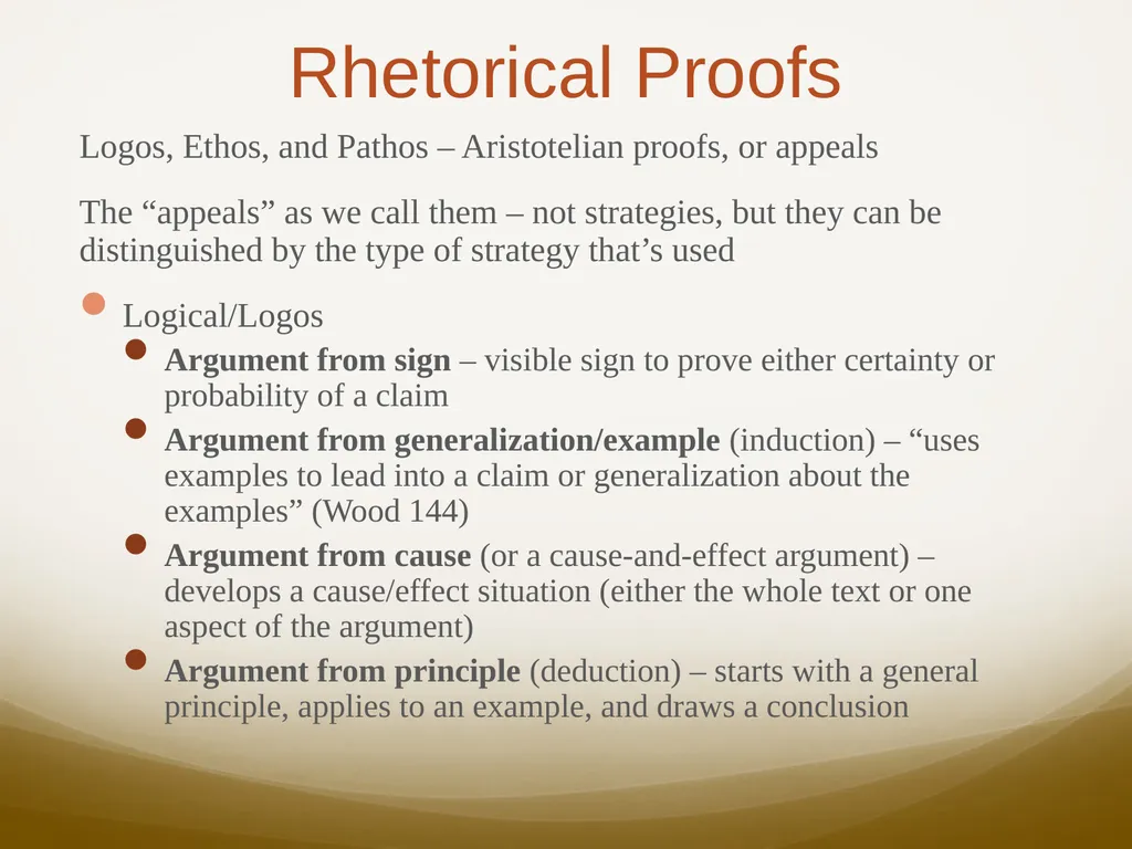 Rhetorical Proofs and Fallacies Week 10 – - slide 5 of 13