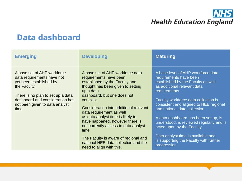 Allied Health Professions Faculty Maturity Matrix - slide 11 of 14