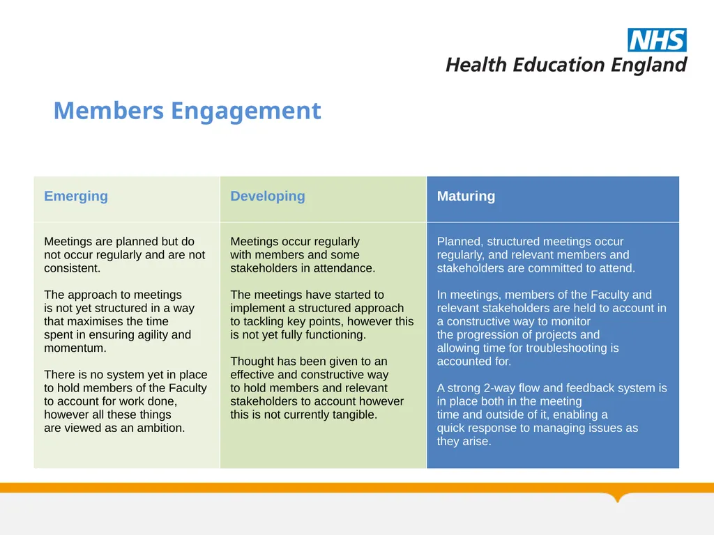 Allied Health Professions Faculty Maturity Matrix - slide 7 of 14