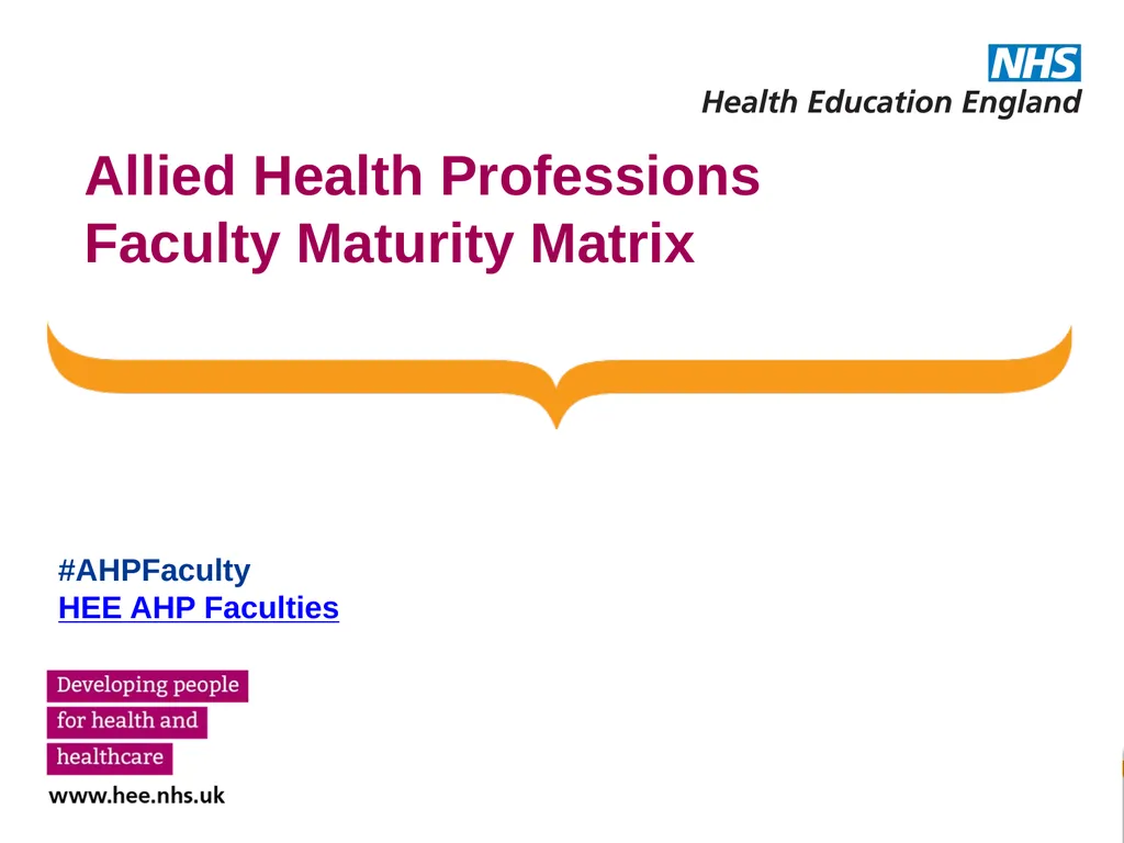 Allied Health Professions Faculty Maturity Matrix - slide 1 of 14