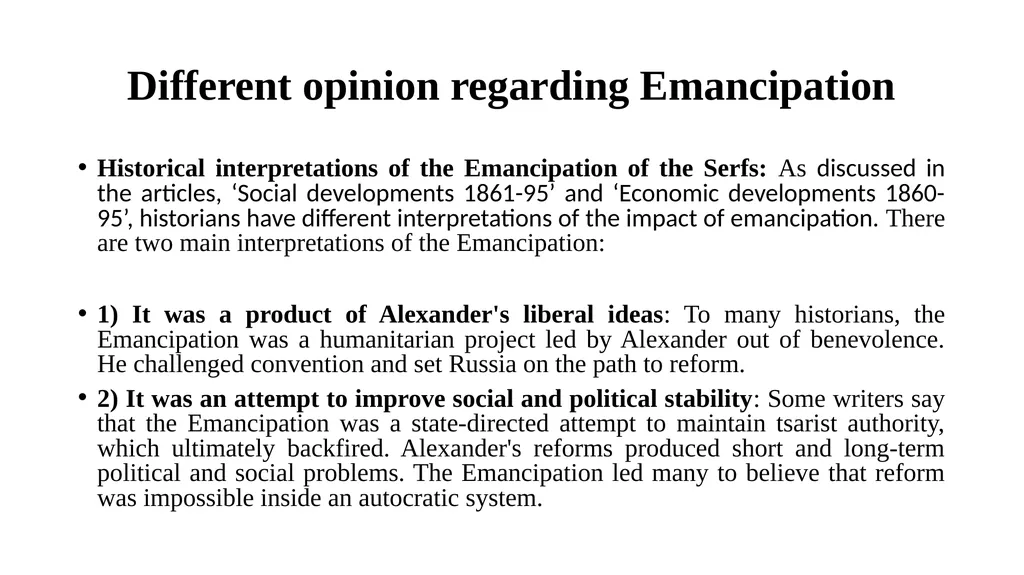 Emancipation of Serfs, 1861 Definition of Serf: A - slide 8 of 11