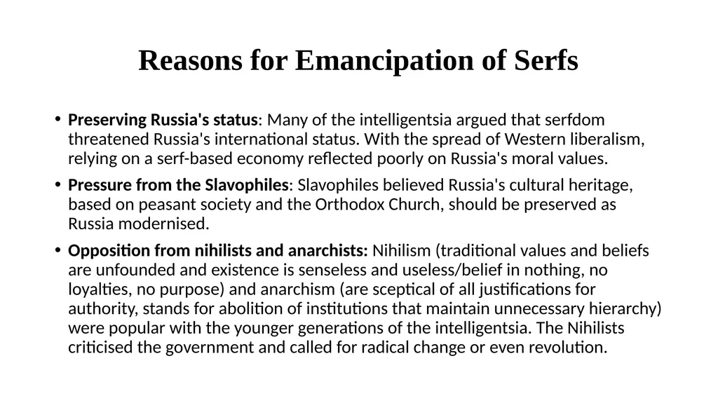 Emancipation of Serfs, 1861 Definition of Serf: A - slide 4 of 11
