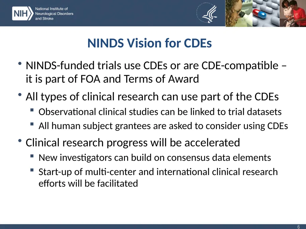 NINDS Common Data Element (CDE) Project – - slide 6 of 6