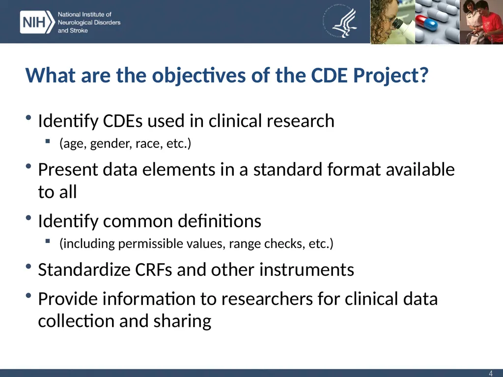 NINDS Common Data Element (CDE) Project – - slide 4 of 6