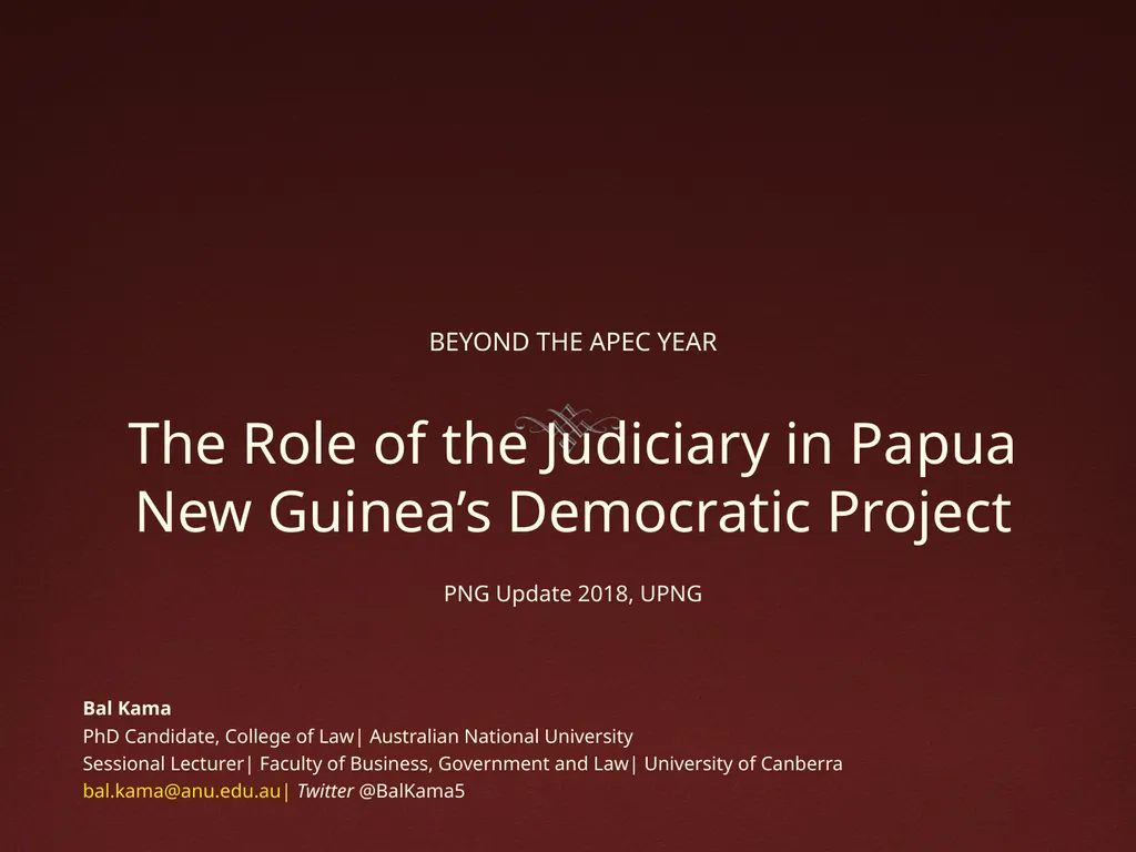 BEYOND THE APEC YEAR The Role of the Judiciary in - slide 1 of 9