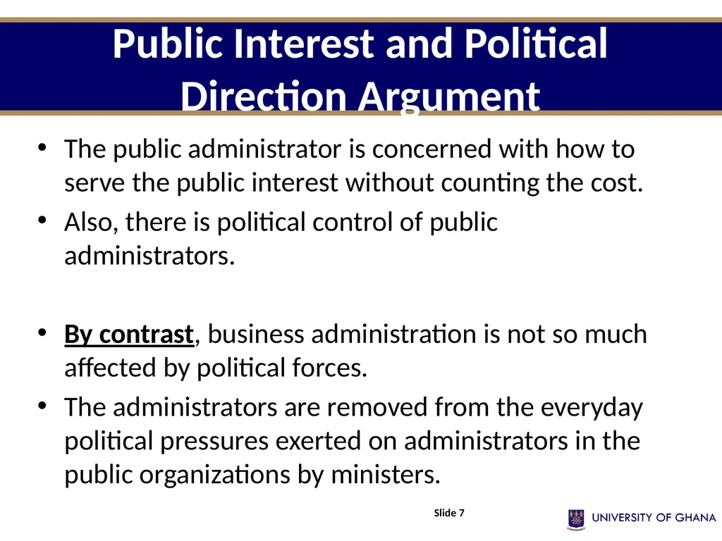 POLI 213 INTRODUCTION TO PUBLIC ADMINISTRATION - slide 7 of 27