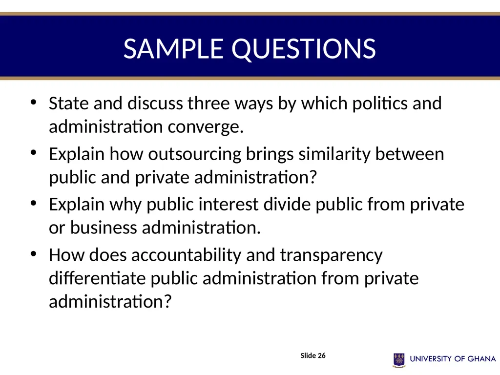 POLI 213 INTRODUCTION TO PUBLIC ADMINISTRATION - slide 26 of 27