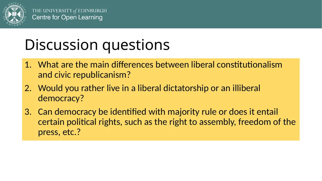 Democracy in Theory and Practice 4. Classic - slide 29 of 32