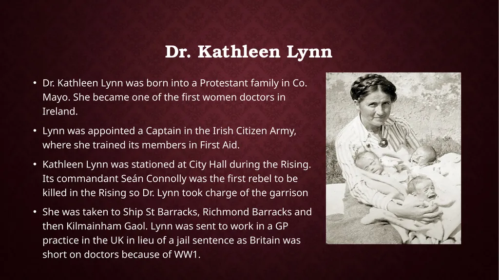 Women and the 1916 Rising Who? Where? Women who - slide 10 of 18