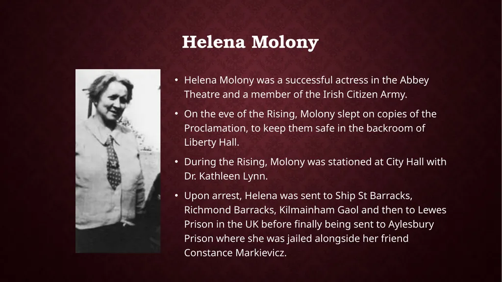 Women and the 1916 Rising Who? Where? Women who - slide 11 of 18