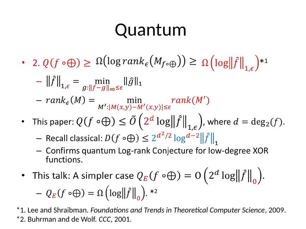 Effcient quantum protocols for XOR functions - slide 10 of 18