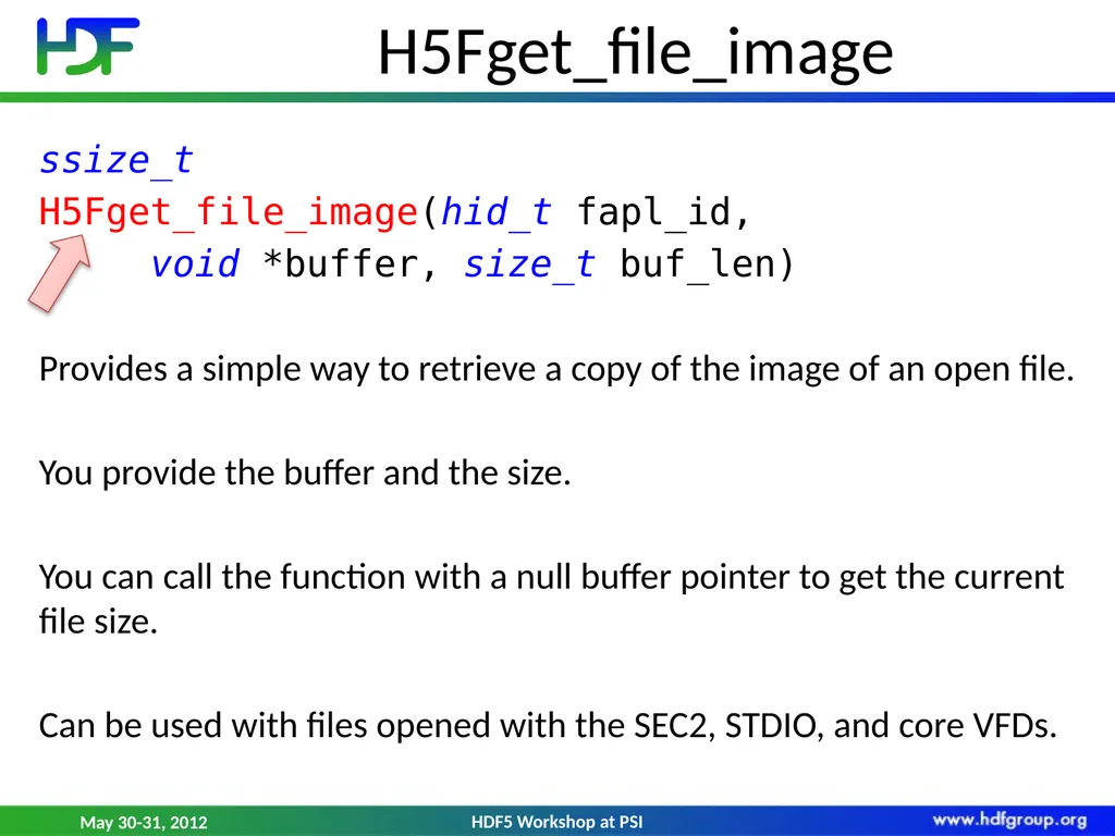 HDF5 File Image Operations Dana Robinson The HDF - slide 10 of 21